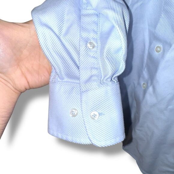 Blue David Donahue Trim Fit Dress Shirt Size M 16 32/33 - Picture 4 of 8